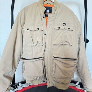 American Stitch jacket with fur collar in khaki Sz. M